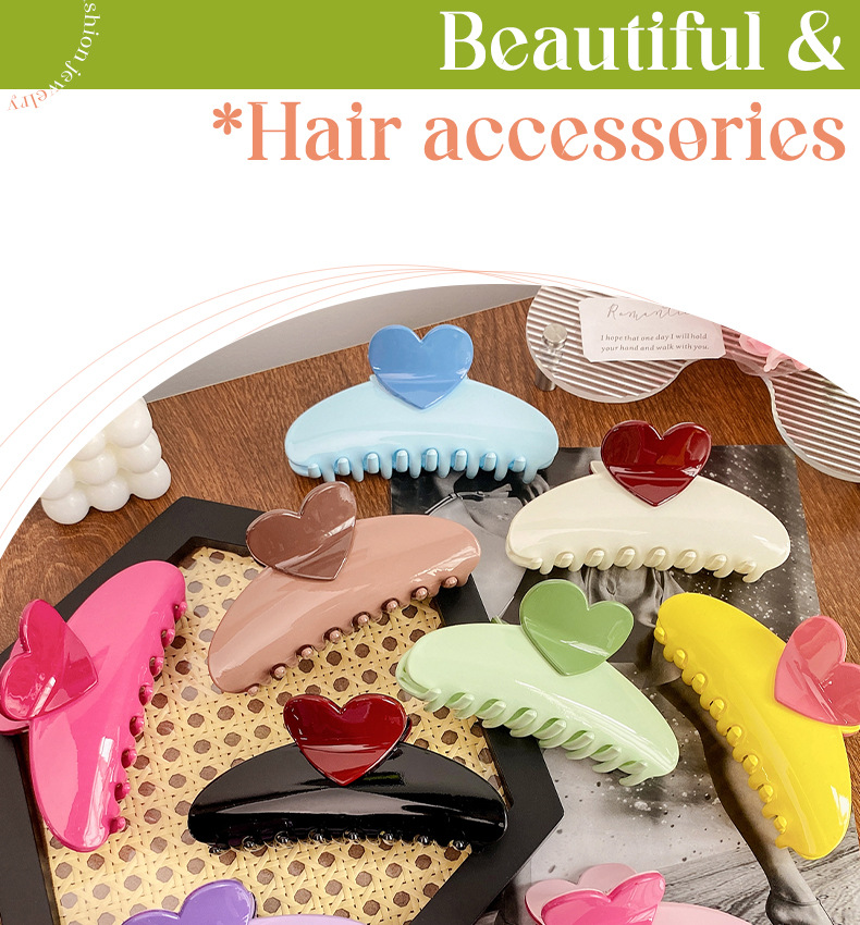100g Weight Cute Sweet Women's Heart Shape Horse Fish Plastic Hair Clip Hair Claws
