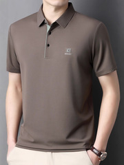 夏の氷糸poloシャツの中で青年のお父さんの半袖のtシャツの男性の新型のゆったりしている軽いビジネスのカジュアルな思いやりの紳士服