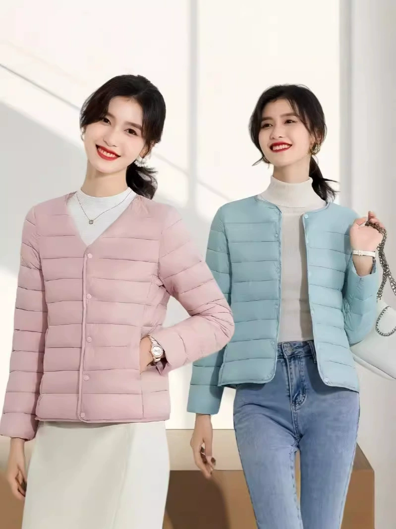 Lightweight Short Down Jacket with Liner - Slim Fit, Round Collar, Warm Inner Layer for chilly days