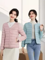 Lightweight Short Down Jacket with Liner - Slim Fit, Round Collar, Warm Inner Layer for chilly days