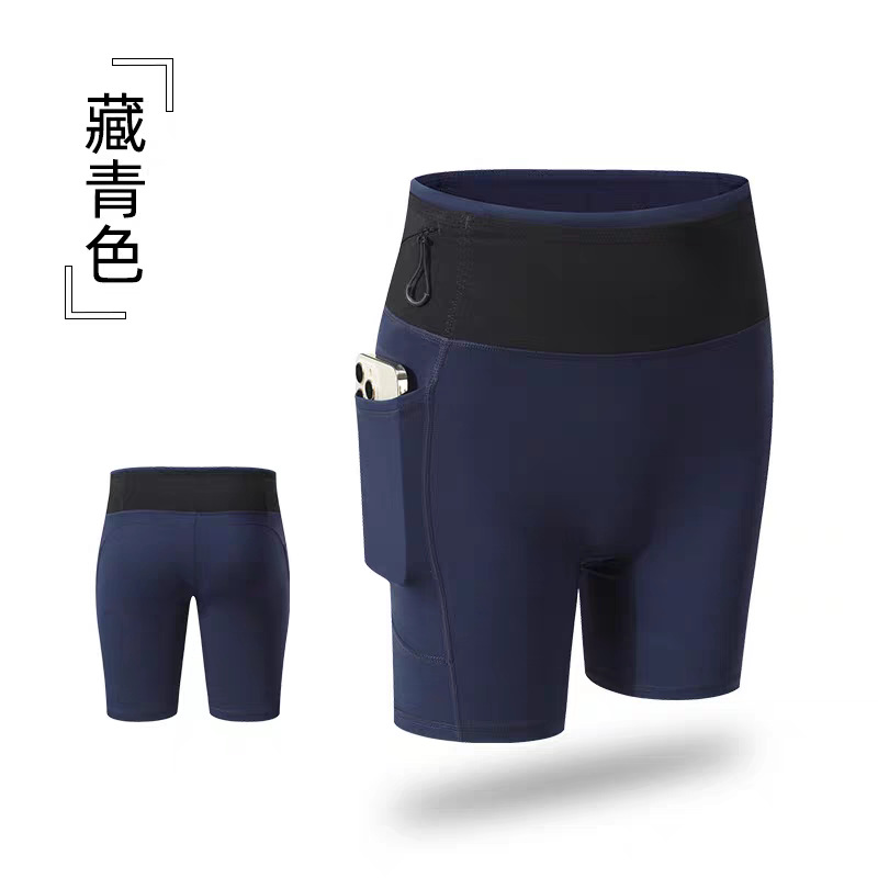Pantalones cortos deportivos de verano para mujer, bolsillo para teléfono móvil, cintura alta, glúteos, maratón elástico, fitness, yoga, leggings de compresión