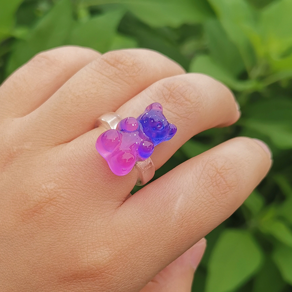 4g Weight Rings Classification 1 Piece Quantity Daily Occasion Acrylic Material Bear Pattern Women's Gender Cute Style Cute Bear Arylic Women's Rings 14