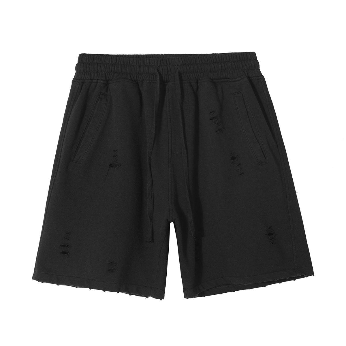 Shorts Casuales Holgados para Hombre de 100% Algodón con Efecto Desgastado