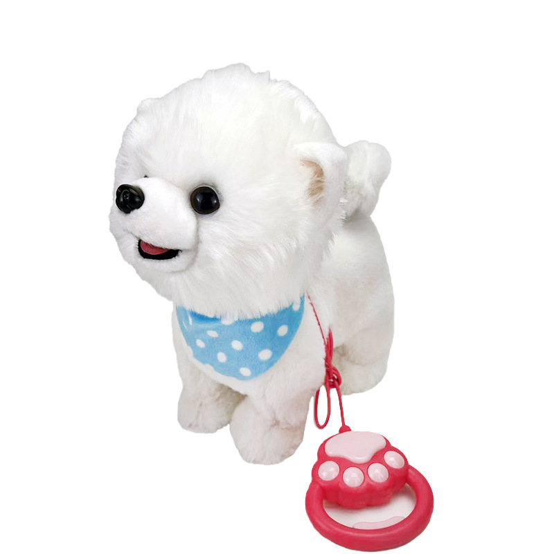 Fábrica al por mayor cuerda de tracción lamiendo la lengua del perro de juguete eléctrico de aprendizaje perro lamiendo la lengua cantando caminar perro eléctrico de peluche