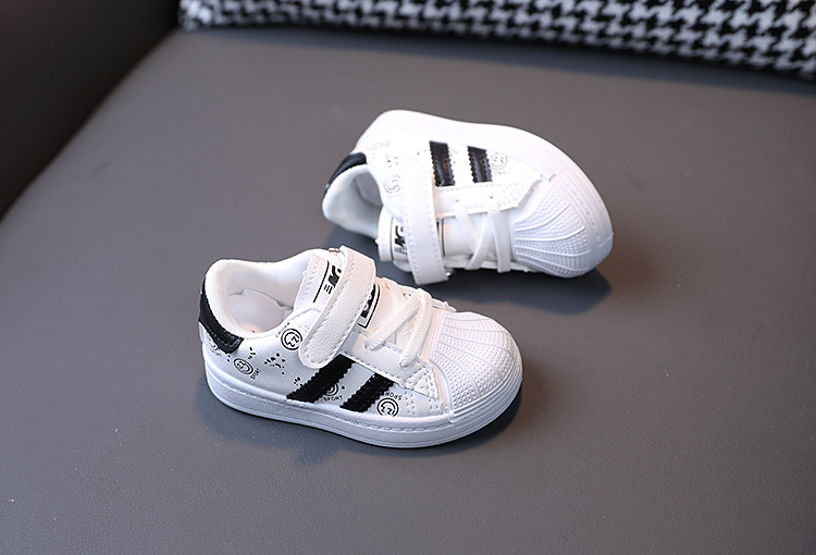 Chiren's sports boys girls' shell top board 2023 Spring and Autumn Korean version, boys' baby white shoes, 1-3 years_voghion.com