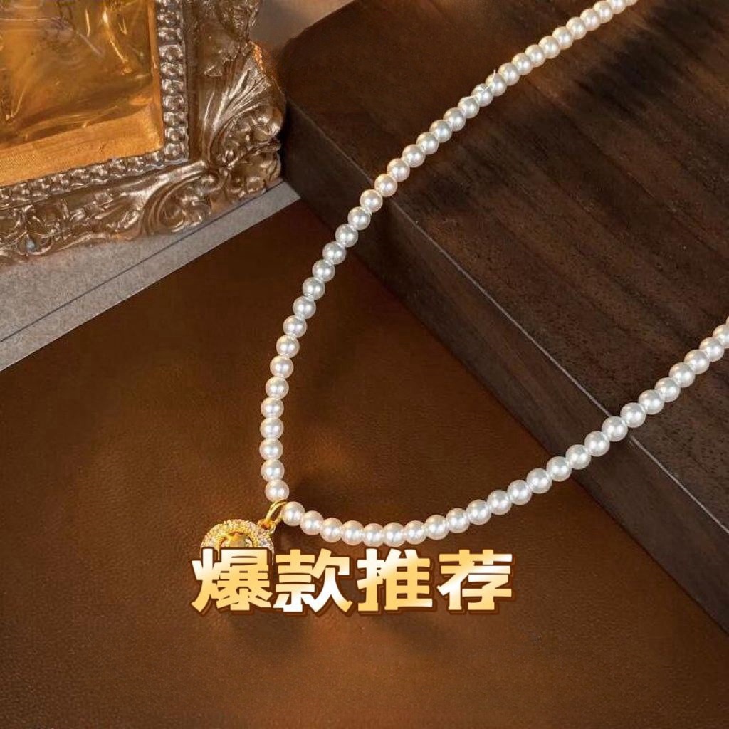 輕奢氣質微鑲鋯石鏤空八芒星吊墜珍珠項鍊時尚百搭高級感項鍊女