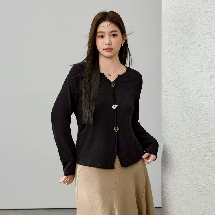 [Модная и стильная ретро темпераментная футболка с V-образным вырезом] Funny Show большой размер женская толстая mm2025 весенняя одежда новый