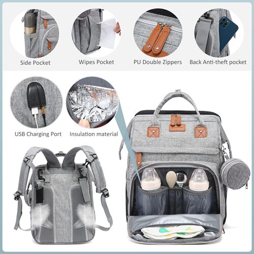 Cross-border TOP Mommy Bag New Foldable Baby Bed Mosquito Proof Dual Shoulder Backpack Stroller Large Capacity Maternity Bag