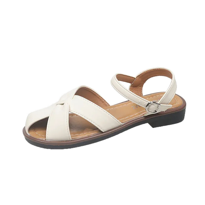 Baotou sandalias de mujer verano transpirable estilo nuevo tacon grueso de hadas estilo universal botón de playa zapatos de mujer