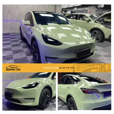 Pet Car Color Changing Film: Automotive Film - white-pet-super-bright-khaki-light-green-152x18-m