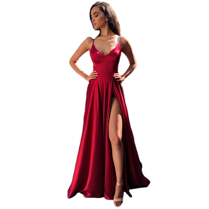 El Comercio Exterior de Europa y América Amazon AliExpress deseo sexy nuevo largo elegante sexy split adelgazar vestido image 5