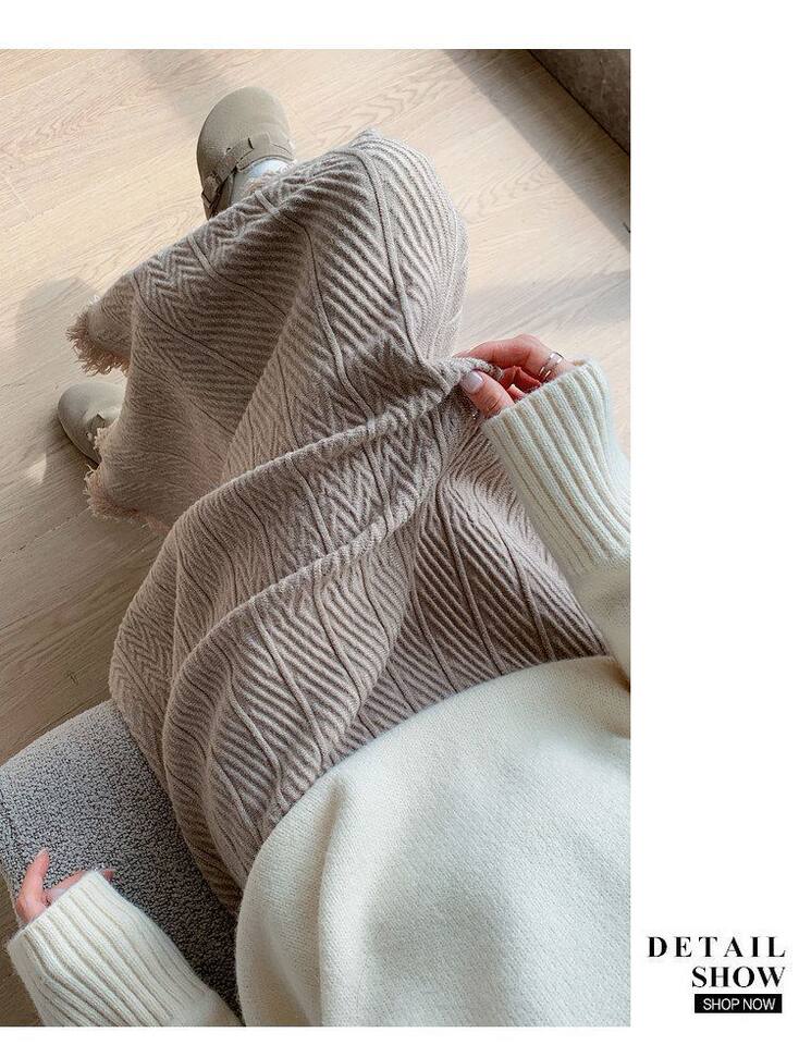 Chân váy dệt kim dày nữ dáng chữ A cạp cao xếp ly tua rua dáng dài — màu kaki, màu mơ, xám đậm, đen chi tiết 18
