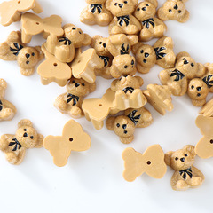 New environmentally friendly dotted oil bow tie bear accessories simple temperament earrings accessories mobile phone case diy resin acrylic