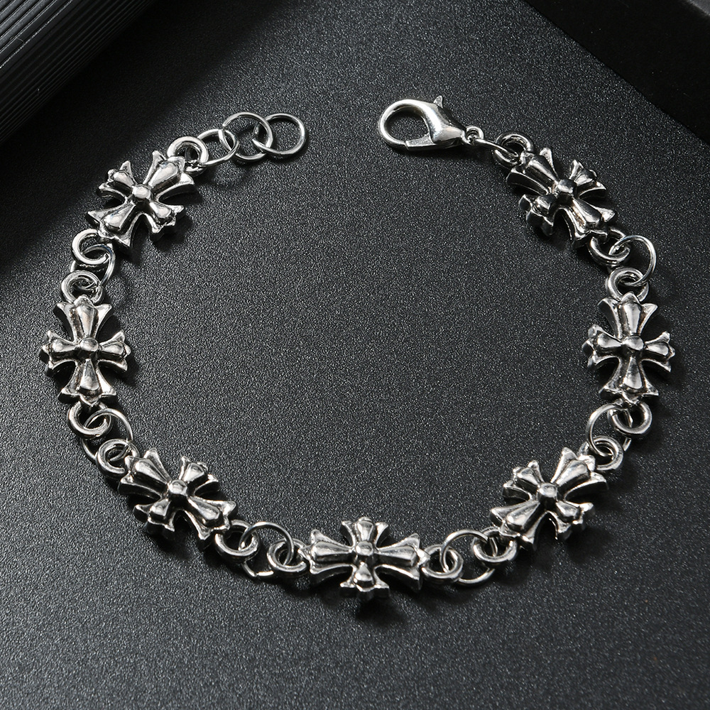2024 Cross-border New Gothic Cross Men's Alloy Bracelet Vintage high quality Street Dark Style Bracelet