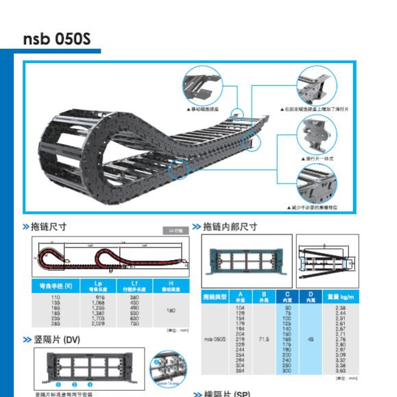 韩国CPS静音滑行型拖链nsb050S.50.R110/FT-8000L 现货