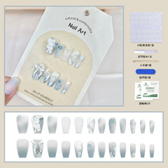 美甲純白天使指甲貼片玫瑰愛心美甲甲片24片立體光療純手工穿戴甲