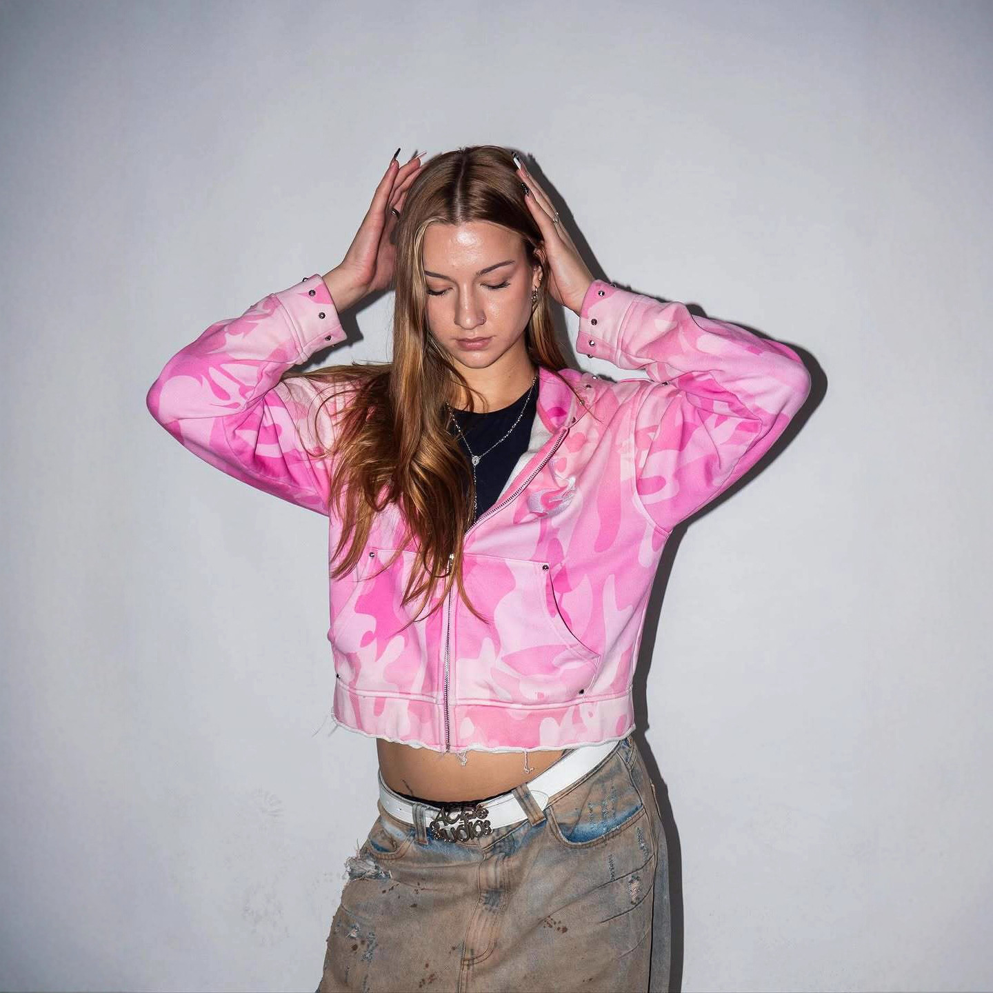 2025欧美跨境时尚高街潮流原宿ins风朋克拉链连帽卫衣秋冬Y2k服装