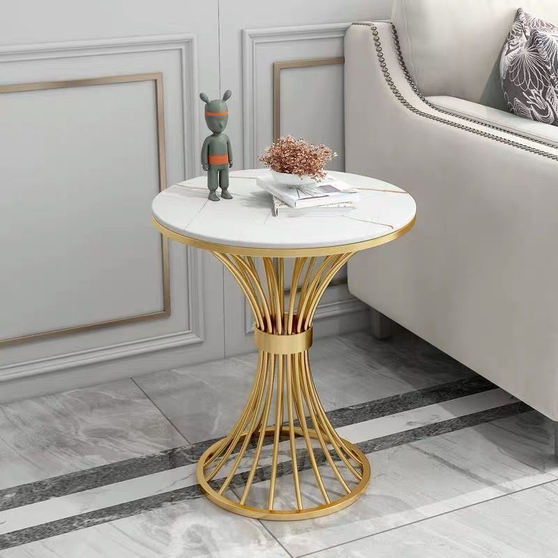 ✅ Nordic Light Luxury Slate Corner Table, Living Room Sofa Side Table, Balcony Round Table, Simple, Fashionable and Creative Small Coffee Table