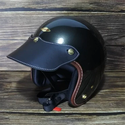 Spot thickened leather motorcycle brim detachable leather safety helmet tongue safety helmet rain shield (Dəbilqə (Kaska) aksesuarları) - large-black