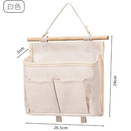 나무 막대기 걸이 가방 흰색
