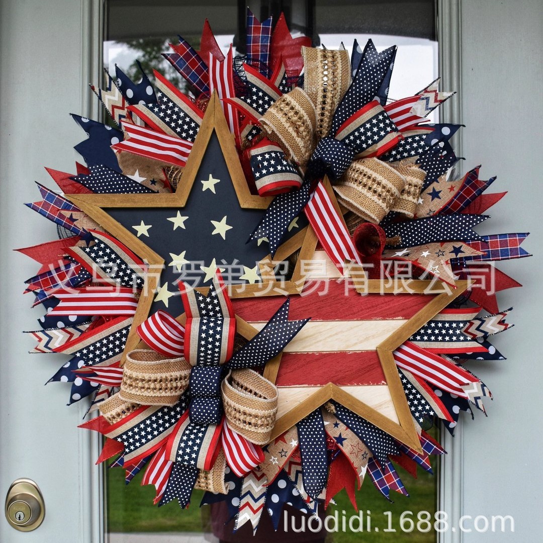 Cross-border Amazon New Products US Independence Day Garland Decoration Door Hanging Flag Wall Hanging Holiday Props Dress Up Supplies