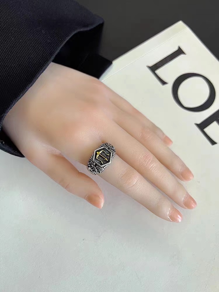 13g Weight Adjustable Ring Classification Adjustable Ring Size 1 Piece Quantity Daily, Street Occasion Alloy Material Cross Pattern Men's Gender Plating Design Retro Style Wholesale Jewelry Retro Cross Alloy Plating Adjustable Ring 4
