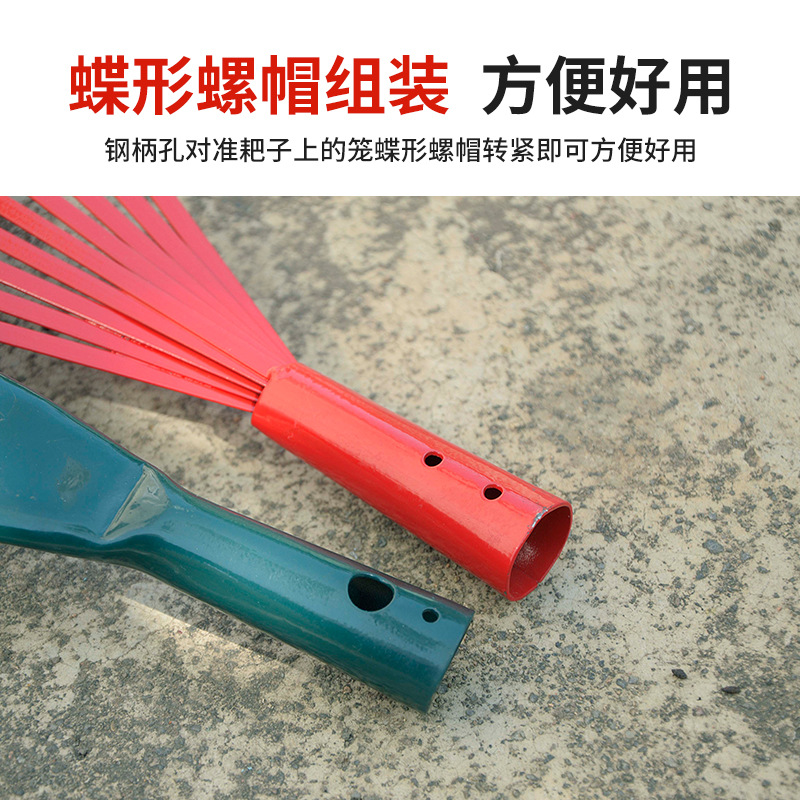 Herramientas de jardinería para limpiar las hojas caídas rastrillo 22 dientes alambre de acero rastrillo de hierba rastrillo mango de madera rastrillo de escombros rastrillo de césped deshierbe agricultura