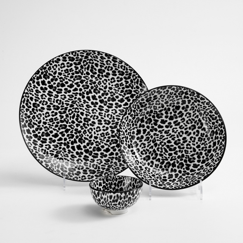 Leopard print ceramic printing tableware set moonlight plate shallow plate western steak plate foreign trade export Europe and the United States