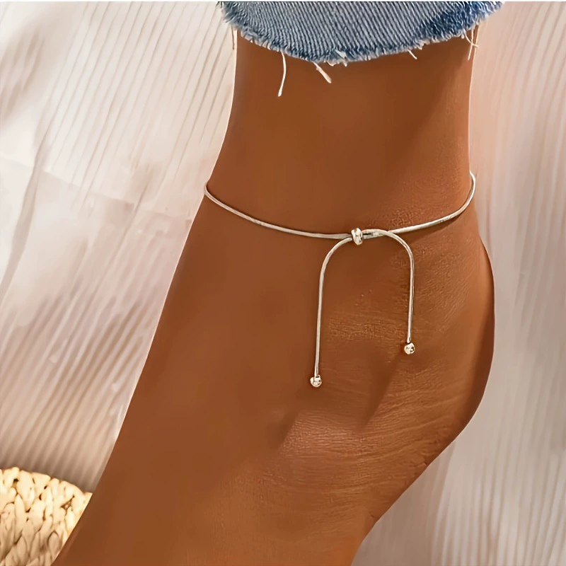 (Cross-border trading), minimalistic adjustable round beads, ankle bracelet, small chain
