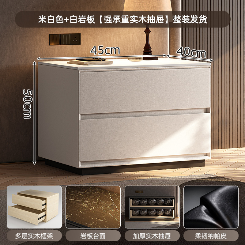 Armario de almacenamiento de mesita de noche todo en uno 2025 nuevo armario de almacenamiento de dormitorio doméstico de gran tamaño armario italiano de madera maciza de lujo ligero