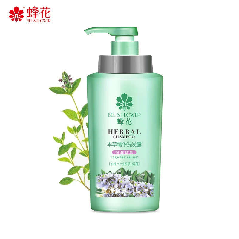 Шампунь Bee Flower Herbal Essence, легкий и освежающий, 1 л, для шелковистой гладкости и увлажнения волос, оптом и с доставкой