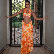 欧美2025春季新款女装性感绑带挂脖吊带背心时尚印花半身裙套装女