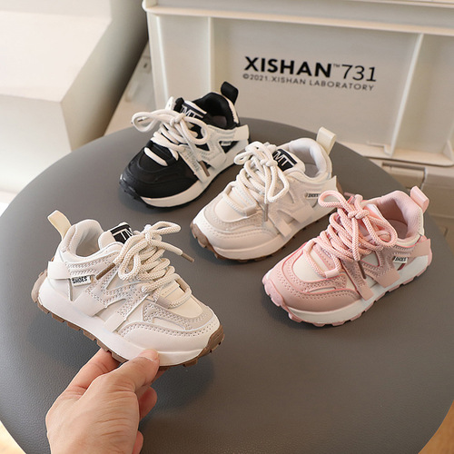 Children's Fashion Sneakers Casual Spring and Autumn New Breathable Sports Shoes for 1-3-5 Years Old 6 Baby Shoes Soft Sole Leather Surface Model