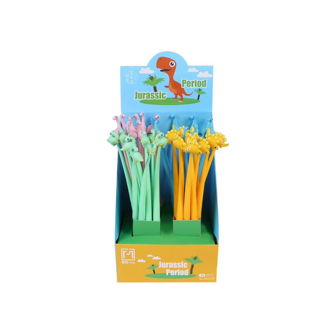 Pinmu nueva pluma de gel dinosaurio animal flexible Pegamento de silicona modelado pluma de agua dinosaurio Jurásico papelería al por mayor