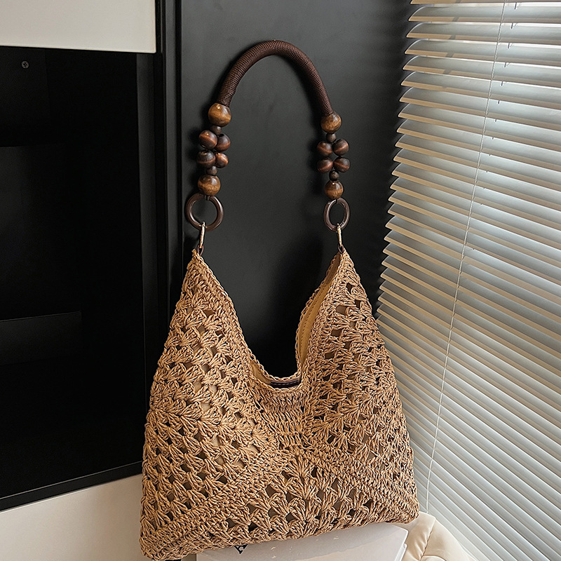Cross-Border Large Capacity Woven Bag For Women 2026 New Summer Beach Vacation Straw Bag Commuter Shoulder Tote Bag - Thumbnail 2