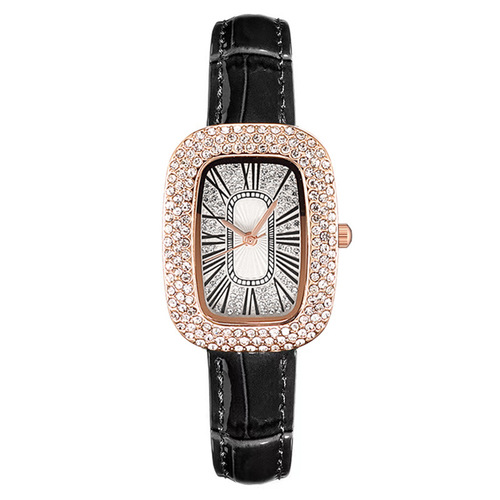 Live broadcast of new luxury diamond-encrusted wine barrel pigeon egg leather women's watch women's watch manufacturer wholesale