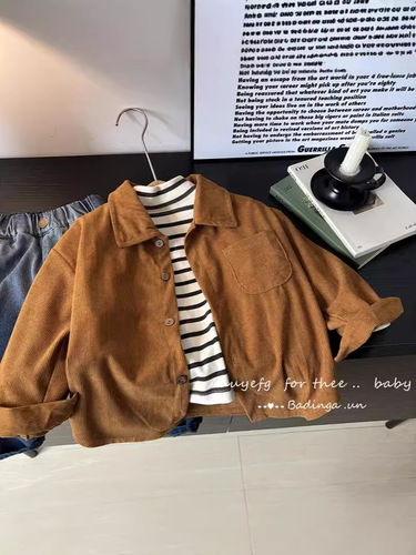New Arrival Boys' Long-Sleeve Children's Shirt Cardigan Girls' Shirt Top Striped Novelty Outerwear Loose Elegant