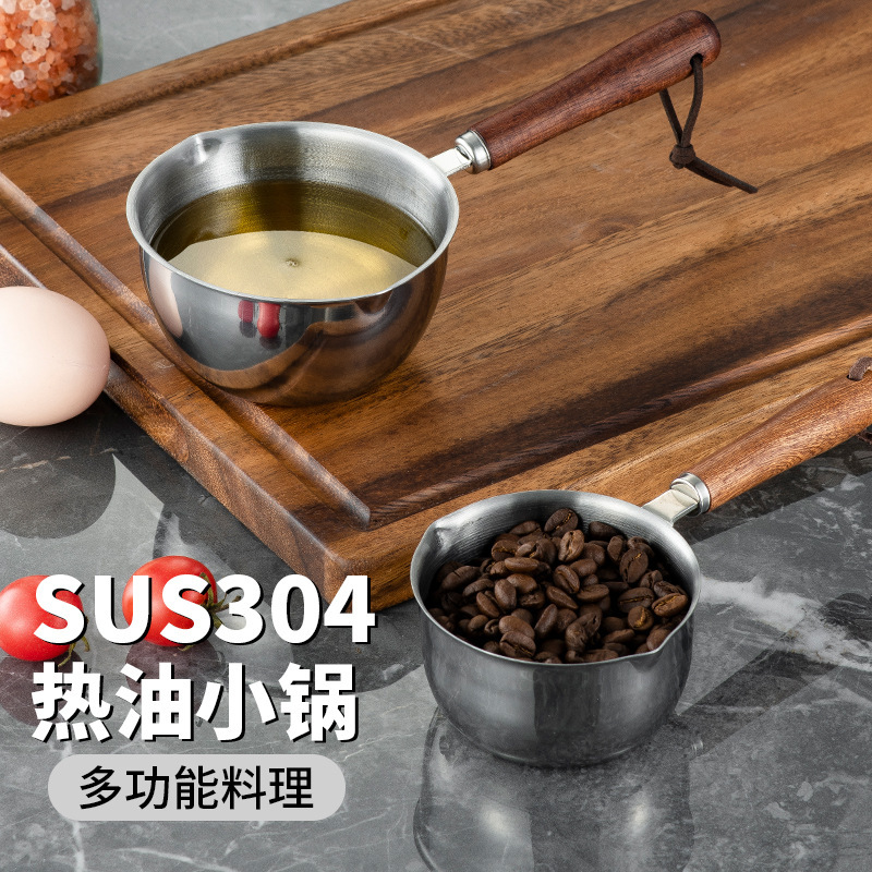 304 Stainless Steel Oil Splashing Pot Kitchen Household Hot Oil Kitchen Utensil Artifact Burning Oil Pouring Oil Mini Small Oil Pot Factory