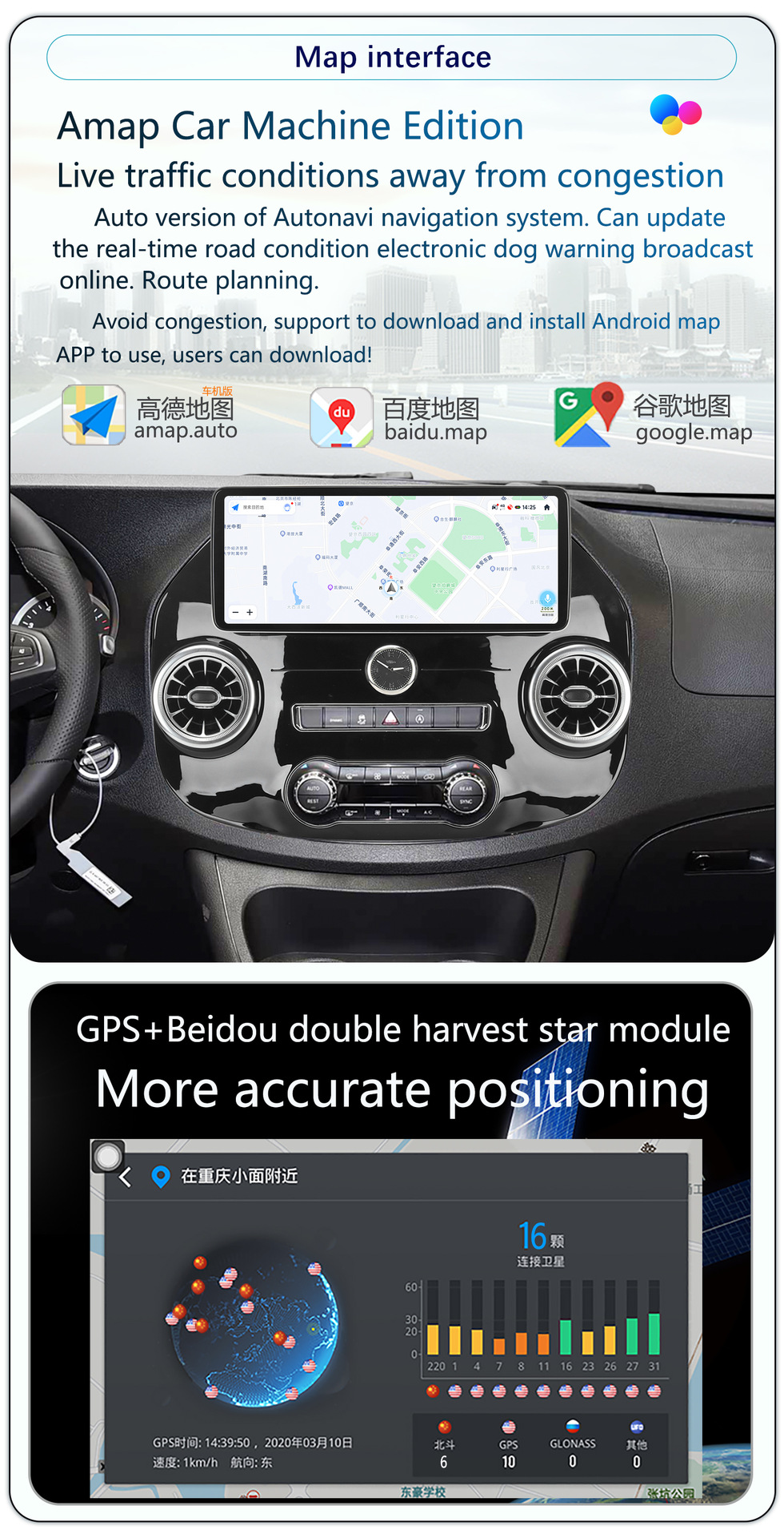 Suitable for 16-23 Mercedes-Benz Vito Vito 12.3inch Android Large-Screen Wireless Carplay Car Navigator