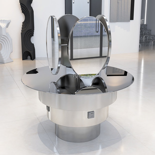 Internet Celebrous Hairdresser Mirror Table Four Ssides Stainless Steel Floor Mirror Fashion Hair Salon Special High-end Barber Shop Hair Cutting Mirror