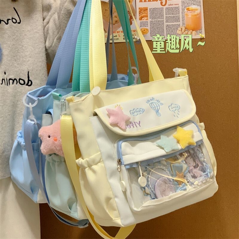 Canvas Bag Women's Shoulder Small Fresh All-match Pain Bag Carrying Book Bag Large Capacity Tote Bag Studies' Crossbody Bag