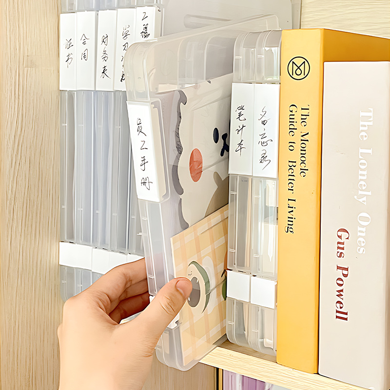 a4 file storage box transparent double card buckle plastic file box waterproof dustproof household register graduation certificate documentary box