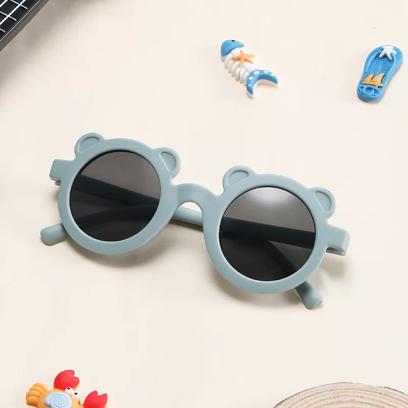 Коричневые детские карикатурные sunglasses для мужчин и женщин девочек, модные солнечные очки, с маленькими медведями