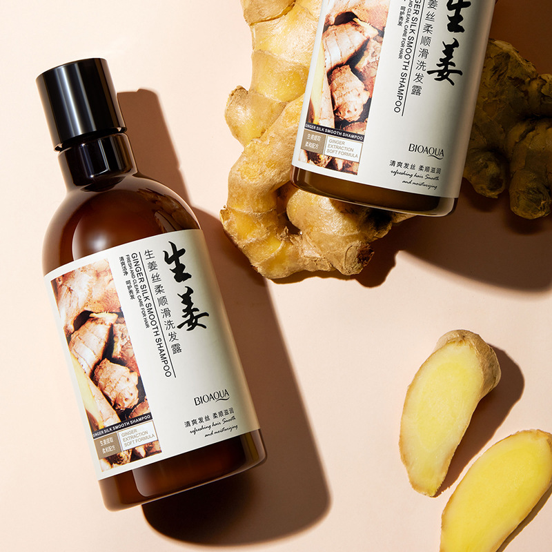 Champú Suave como la Seda con Jengibre Boquanya, espuma densa, limpieza y cuidado suave para el cabello, champú al por mayor.
