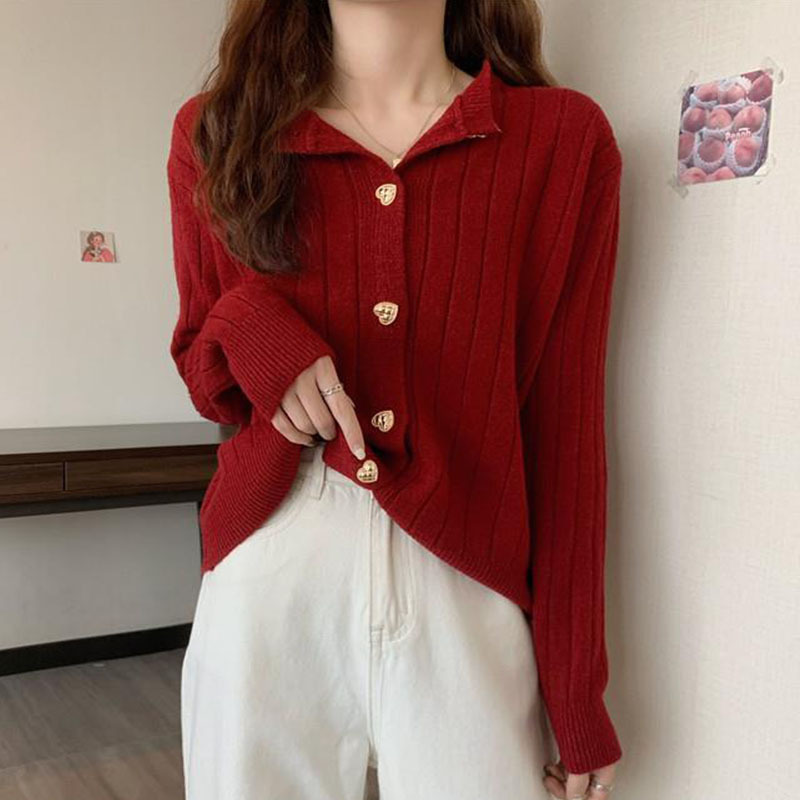 春秋新款针织毛衣开衫女外套宽松百搭简约慵懒韩版女士针织衫上衣|undefined