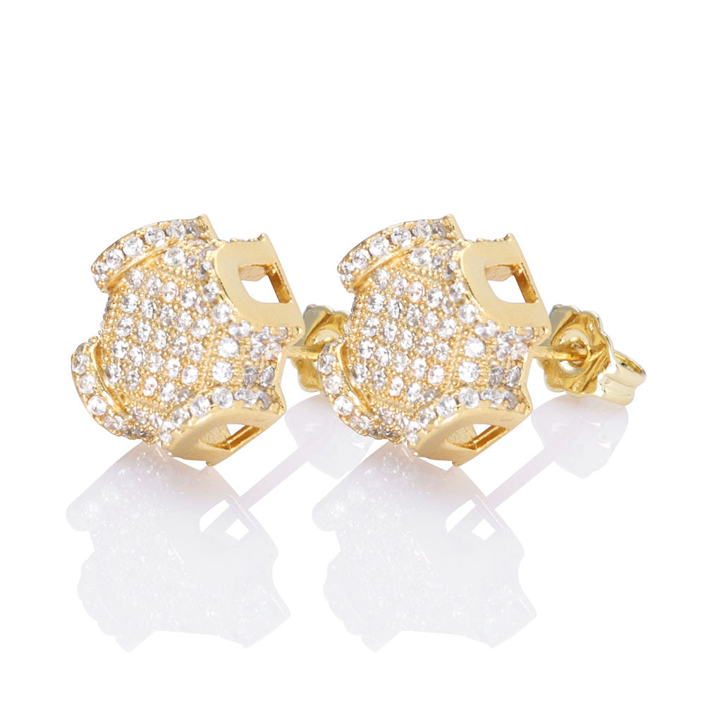 hip hop personality new full diamond men's earrings trendy jewelry high end zircon earrings_voghion.com