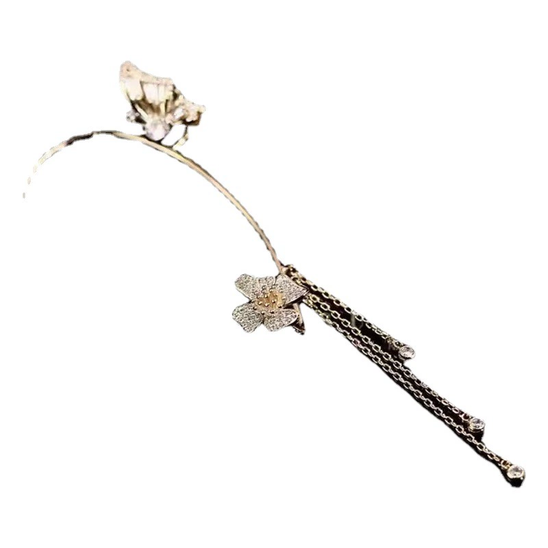 Бабочка с кисточками из циркона в ушах без ушных отверстий медный сплав высокого уровня