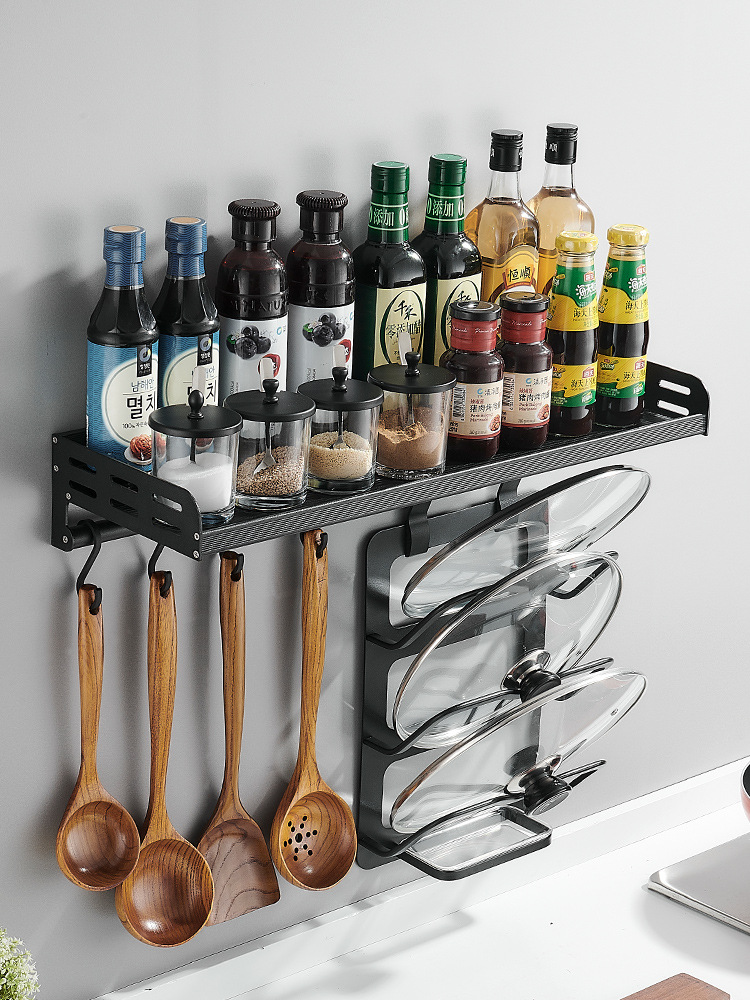 kitchen Shelf Free punch wall Wall mounted Seasoning Condiment Widen multi-function pylons Storage Artifact