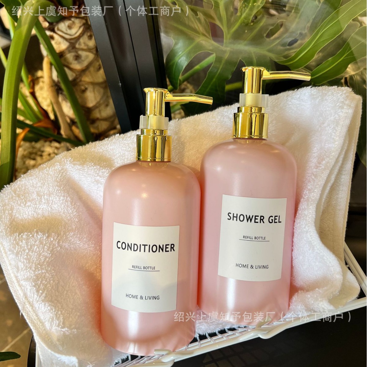 北欧轻奢风大容量圆柱分装瓶美容院酒店浴室洗发水洗手液拍照摆件