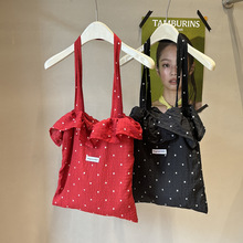 甜美荷叶边雪纺布包纸草手工包新款韩版懒散风度假风大容量包镂空